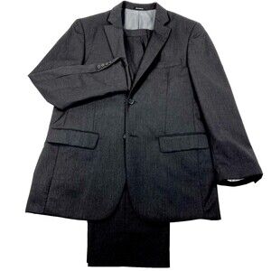 Wilke Rodriguez Wool Suit Gray 42 44 L Pant 36 Flat No Cuff 2 Vent